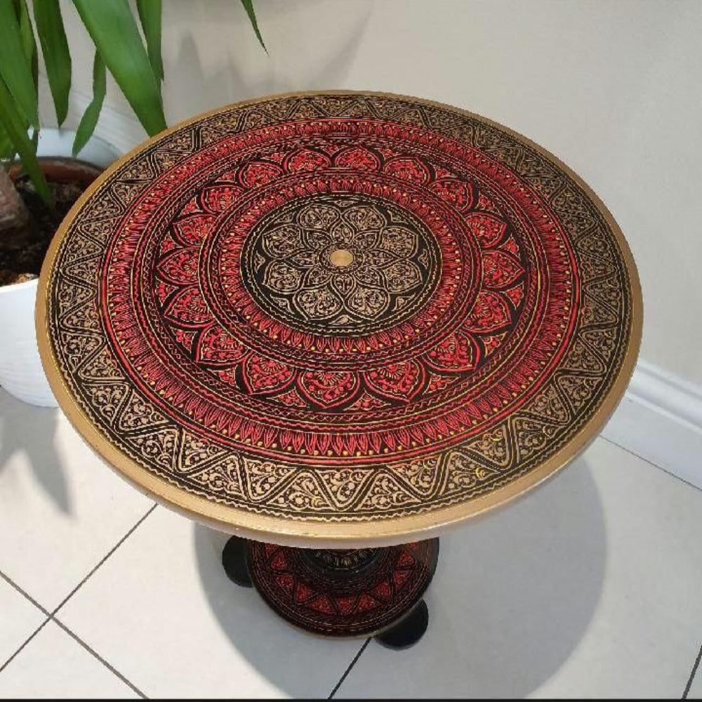Handcrafted Naqshi Art Accent Table – Premium Decorative Wooden Side Table
