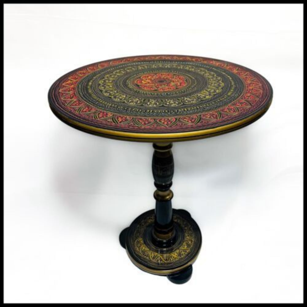 Handcrafted Naqshi Art Accent Table – Premium Decorative Wooden Side Table