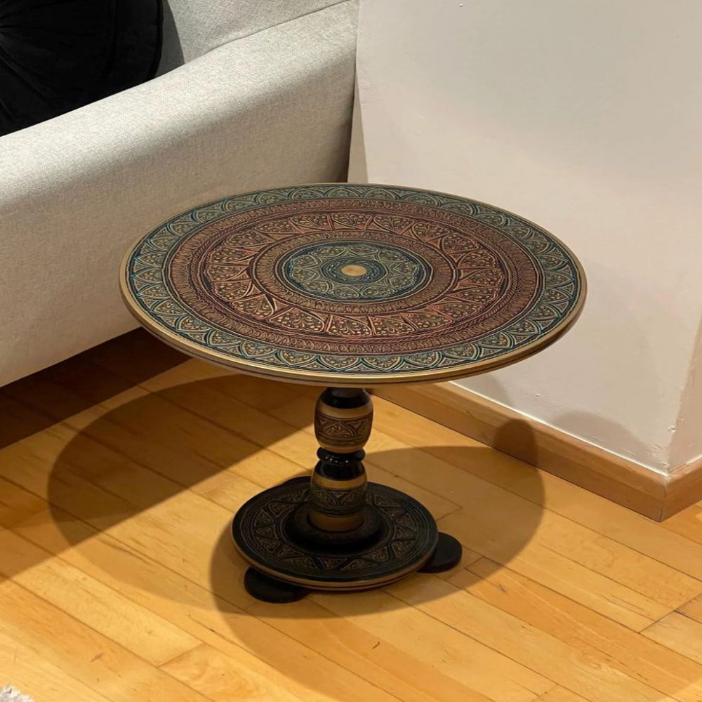 Handcrafted Naqshi Art Accent Table – Premium Decorative Wooden Side Table