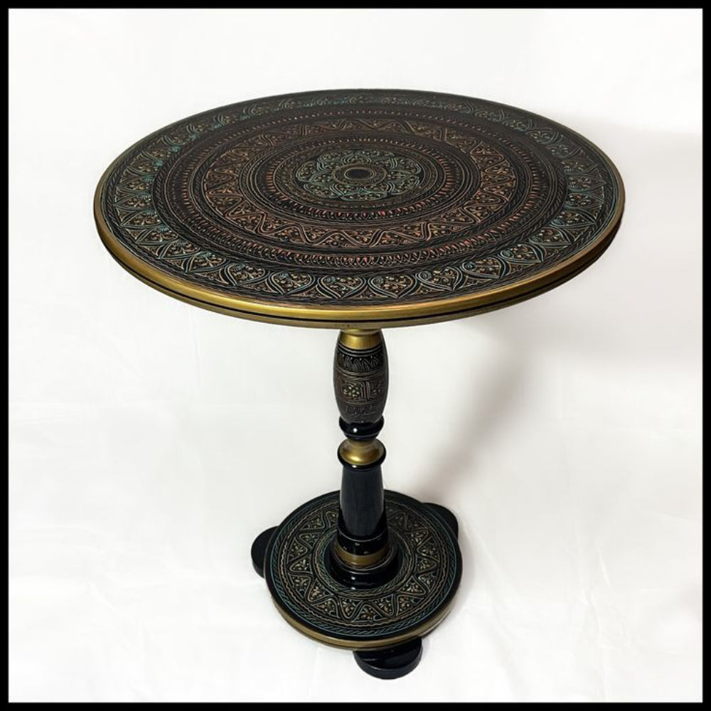 Handcrafted Naqshi Art Accent Table – Premium Decorative Wooden Side Table