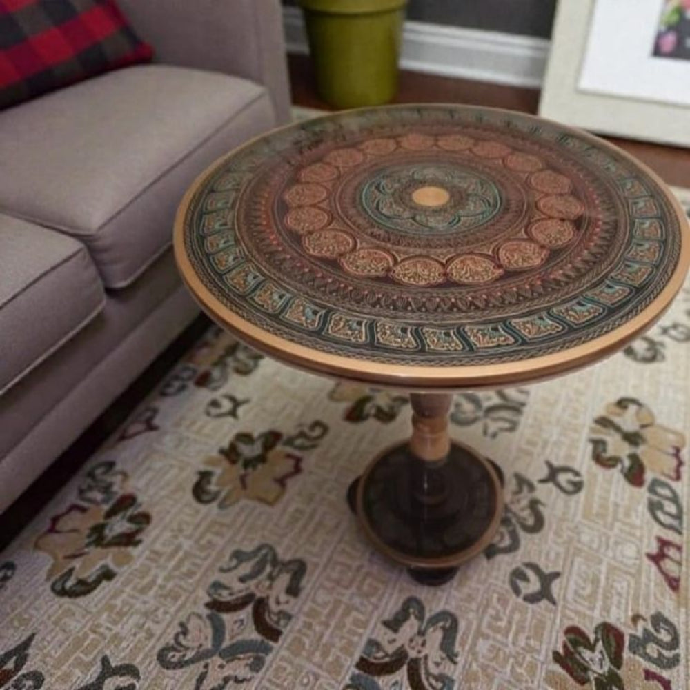 Handcrafted Naqshi Art Accent Table – Premium Decorative Wooden Side Table
