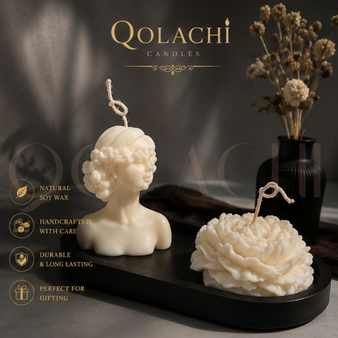 Lumière Duo — Goddess & Bloom Sculptural Candle Set | Qolachi Signature