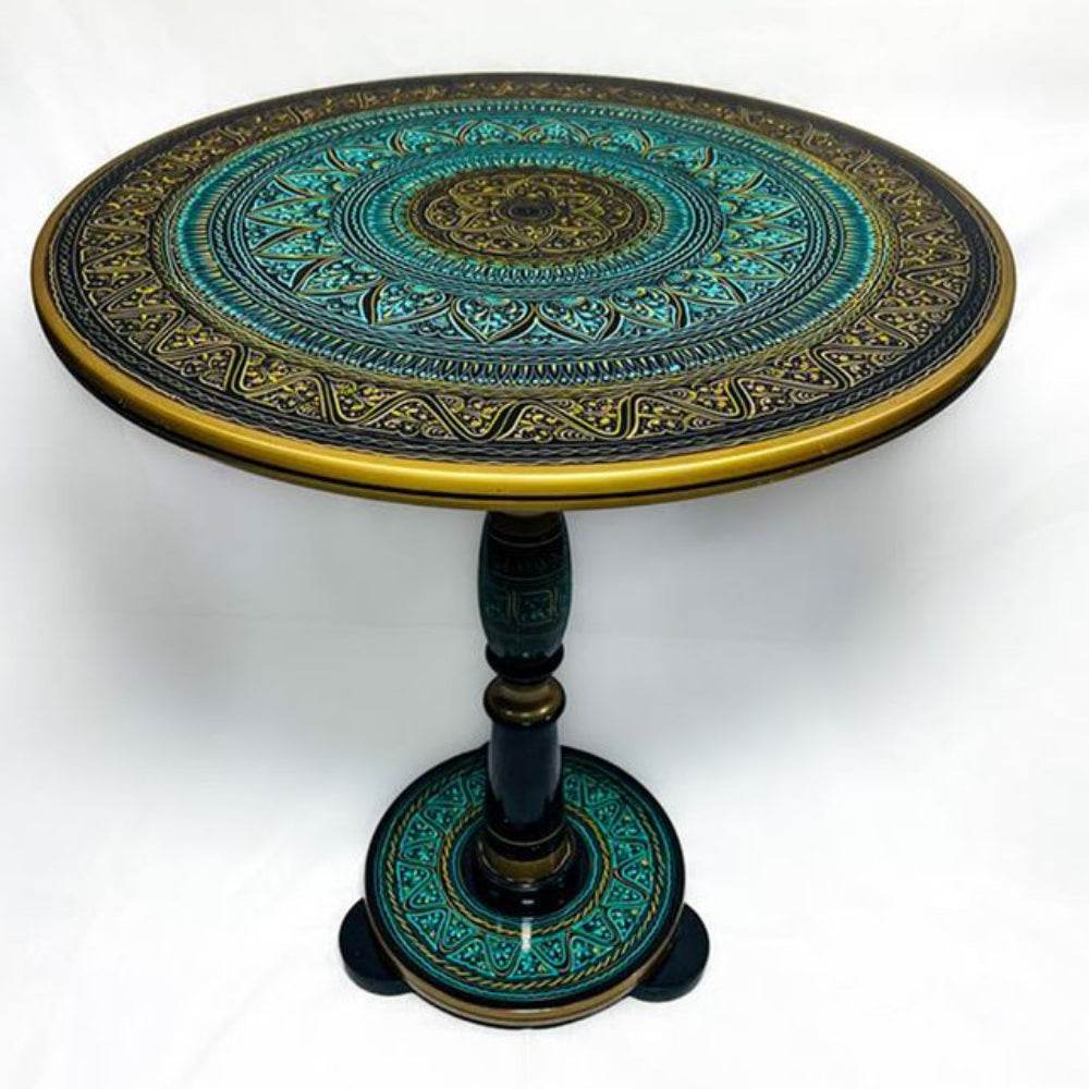 Handcrafted Naqshi Art Accent Table – Premium Decorative Wooden Side Table