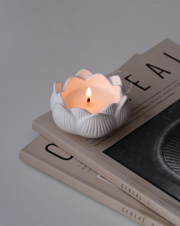 Lotus Bloom Ceramic Candle Vessel — Qolachi Signature