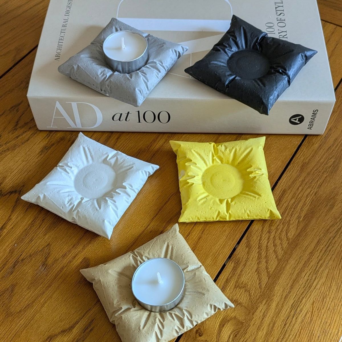 Pillow Stone Trinket Tray— Handcrafted Concrete Candle Holder