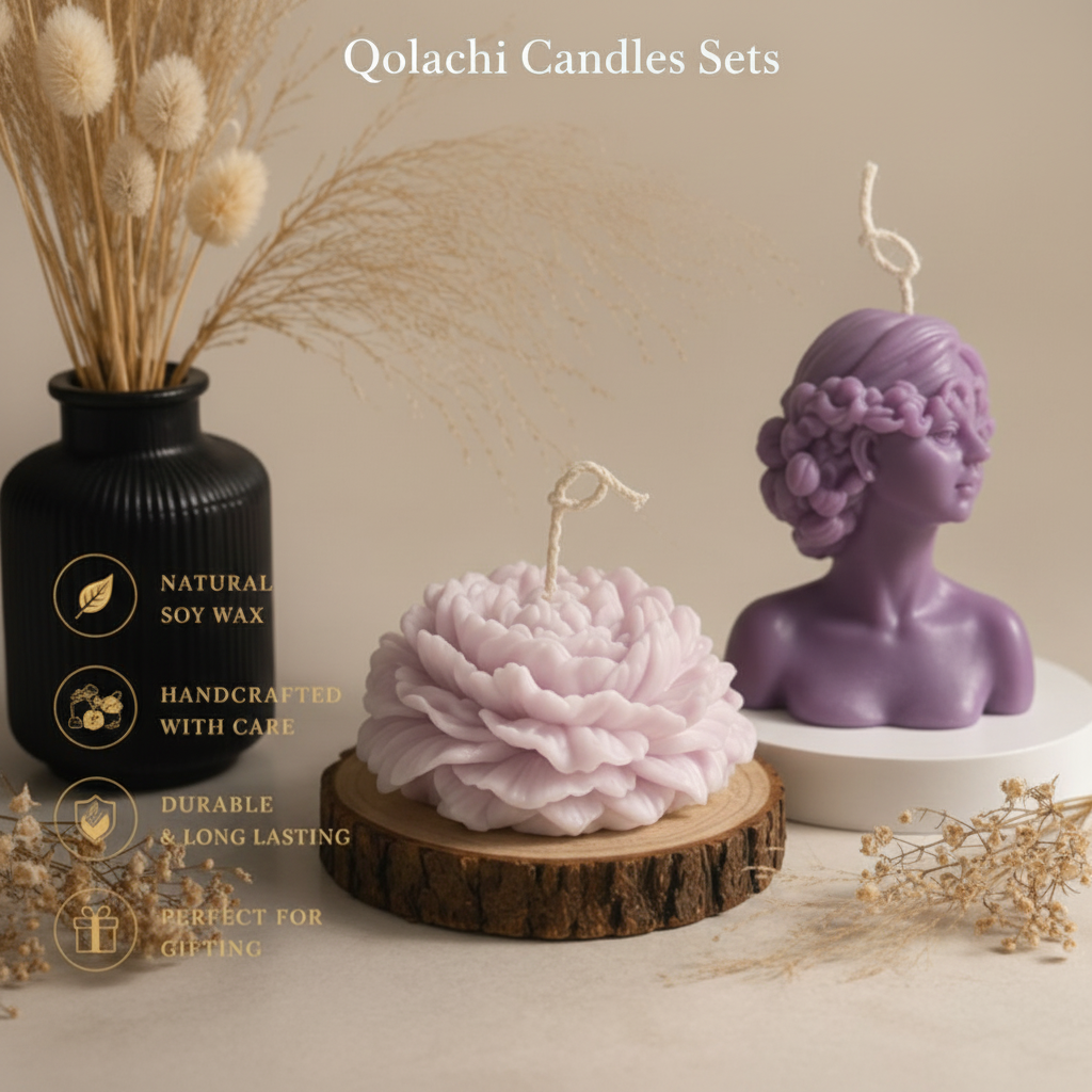 Lumière Duo — Goddess & Bloom Sculptural Candle Set | Qolachi Signature