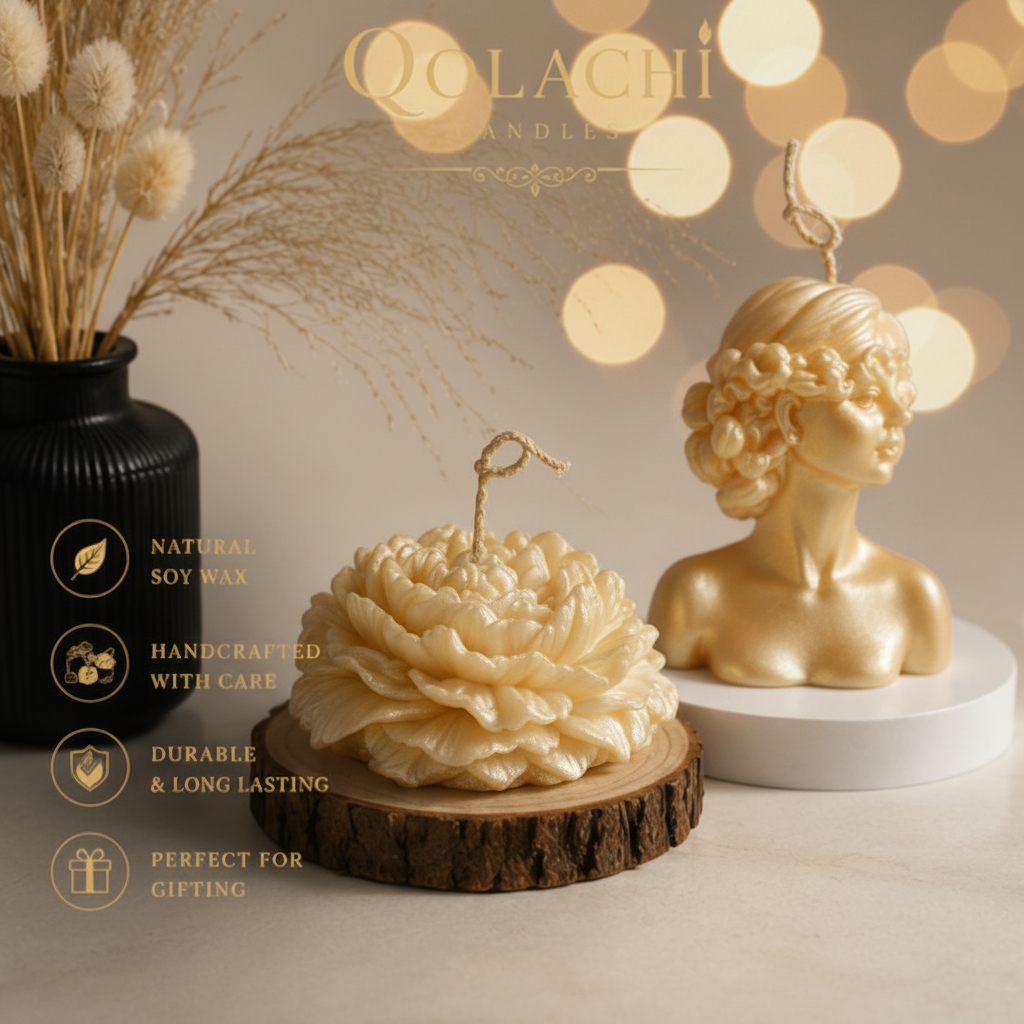 Lumière Duo — Goddess & Bloom Sculptural Candle Set | Qolachi Signature