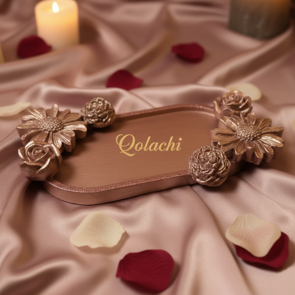 Premium Bloom Eternal Tray — Sculpted Floral Artisan Oval