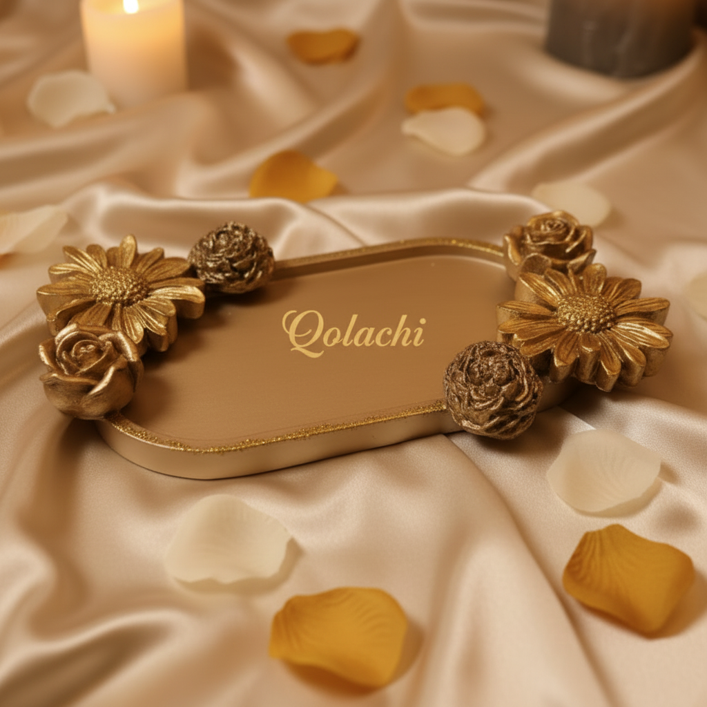 Premium Bloom Eternal Tray — Sculpted Floral Artisan Oval