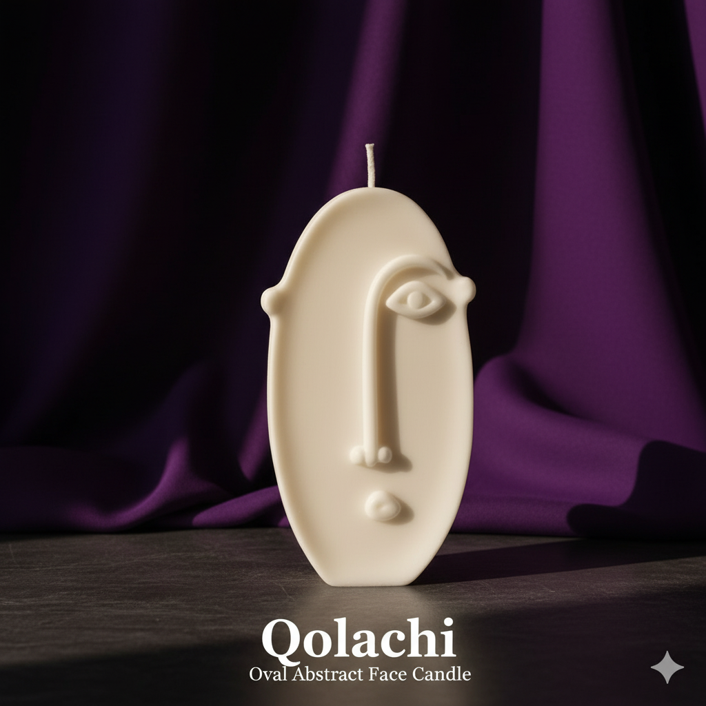 Oval Abstract Face Candle — Sculptural Soy Wax Décor