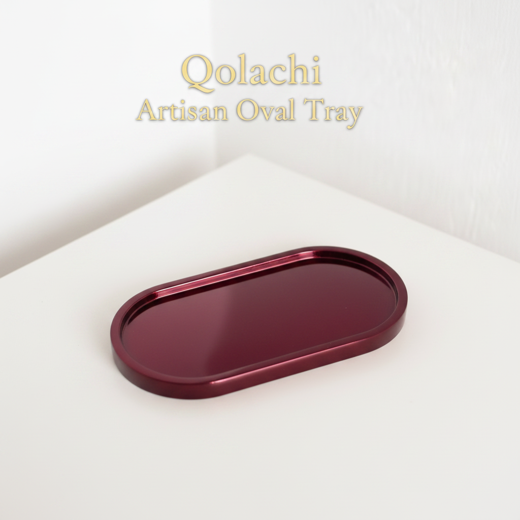 Qolachi Artisan Oval Tray — Premium Metallic Gloss Collection