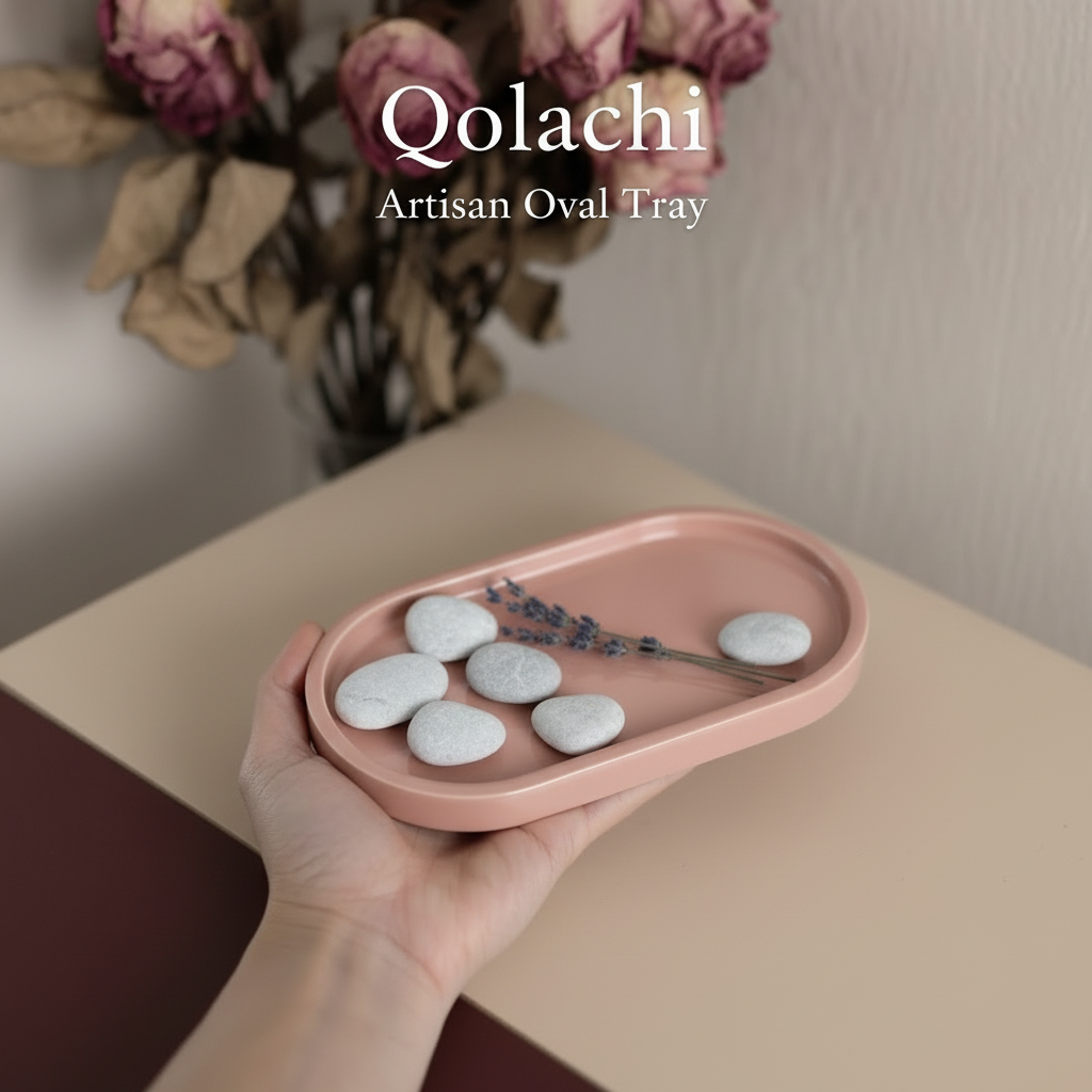 Qolachi Artisan Oval Tray — Premium Metallic Gloss Collection