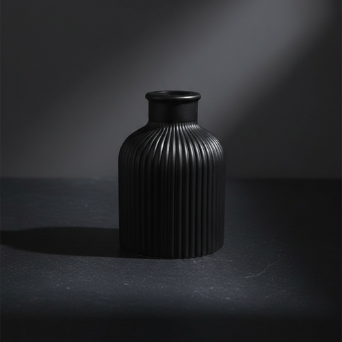 Rida Ribbed Bud Vase - Jet Black by Qolachi Interiors