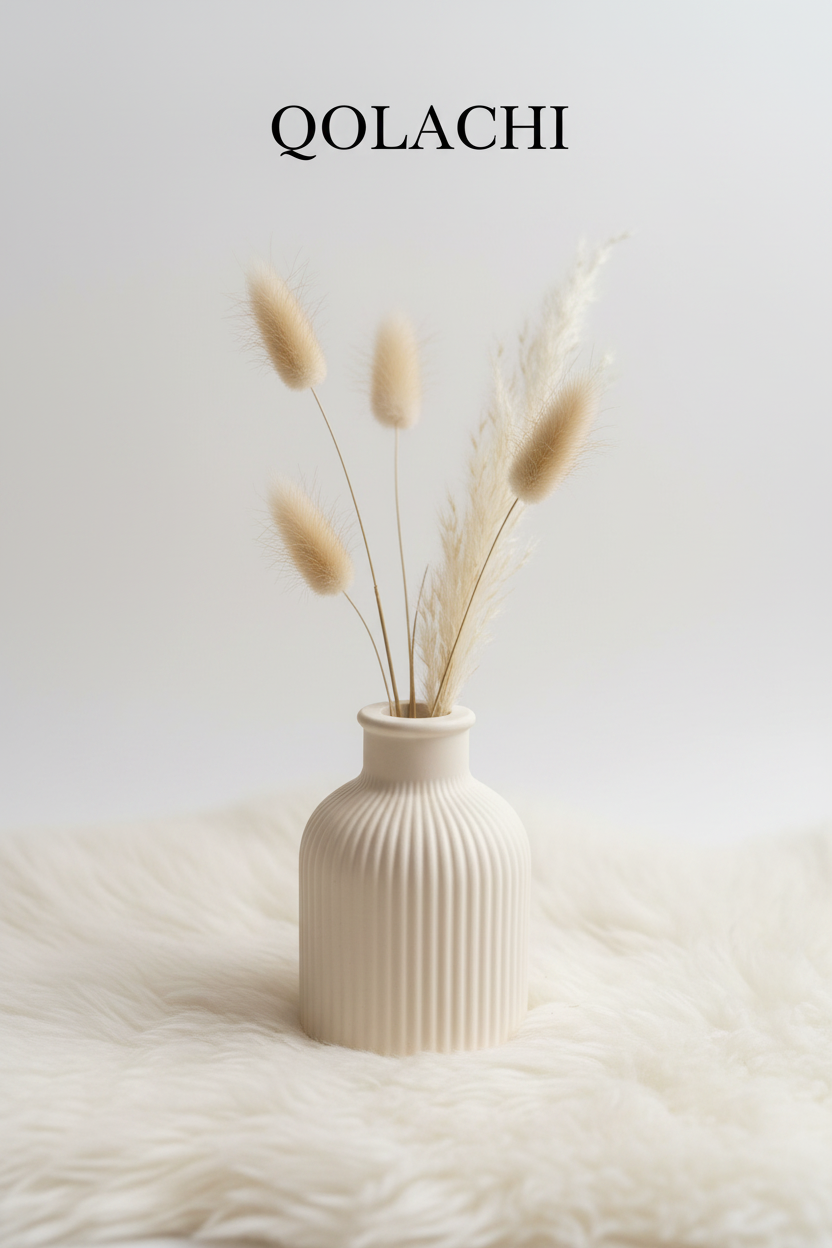 Rida Ribbed Bud Vase - Ivory Cream by Qolachi Interiors