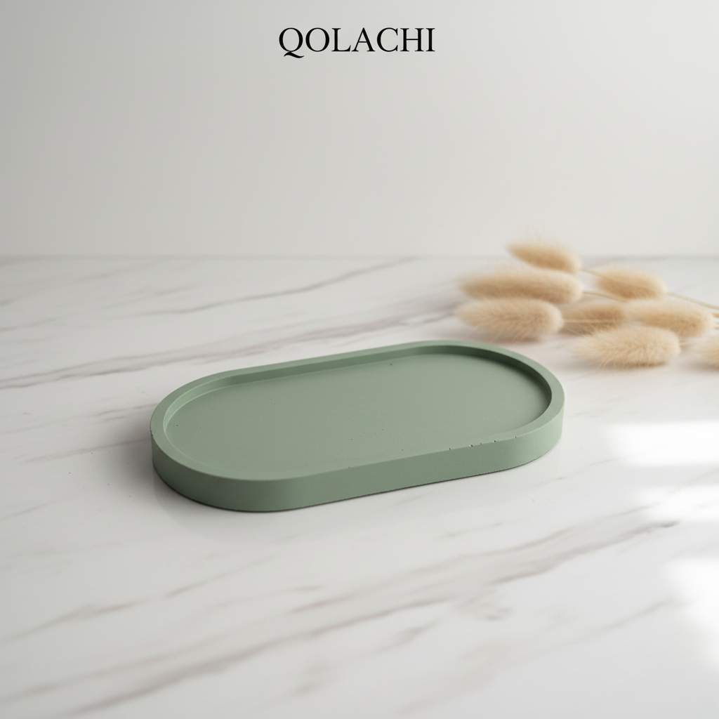 Qolachi Artisan Oval Tray — Sage Green