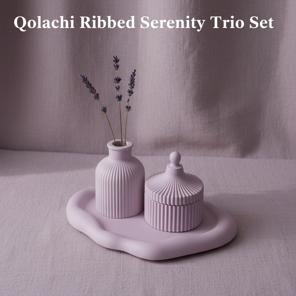 Qolachi Ribbed Serenity Trio Set — Lavender Purple