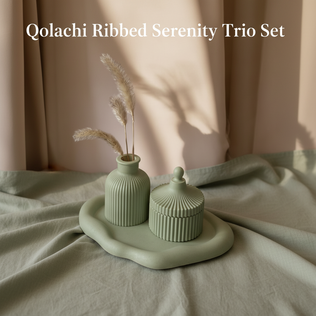 Qolachi Ribbed Serenity Trio Set — Sage Green