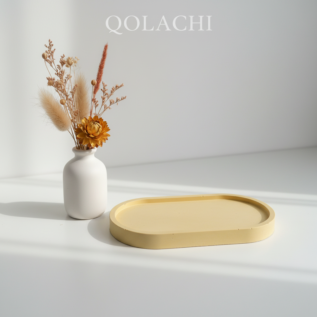 Qolachi Artisan Oval Tray — Butter Yellow