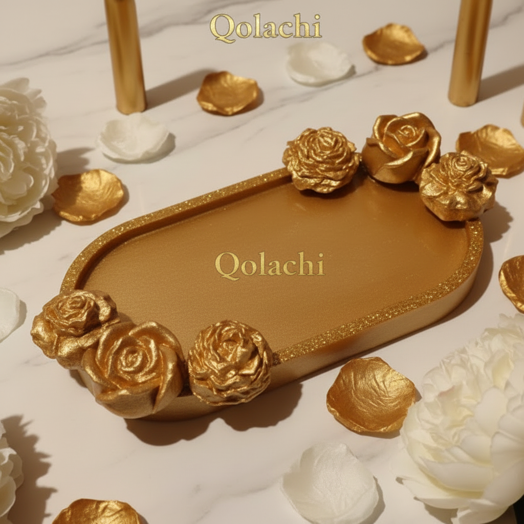 Qolachi Bloom Eternal Tray - Metallic Pearl Gold