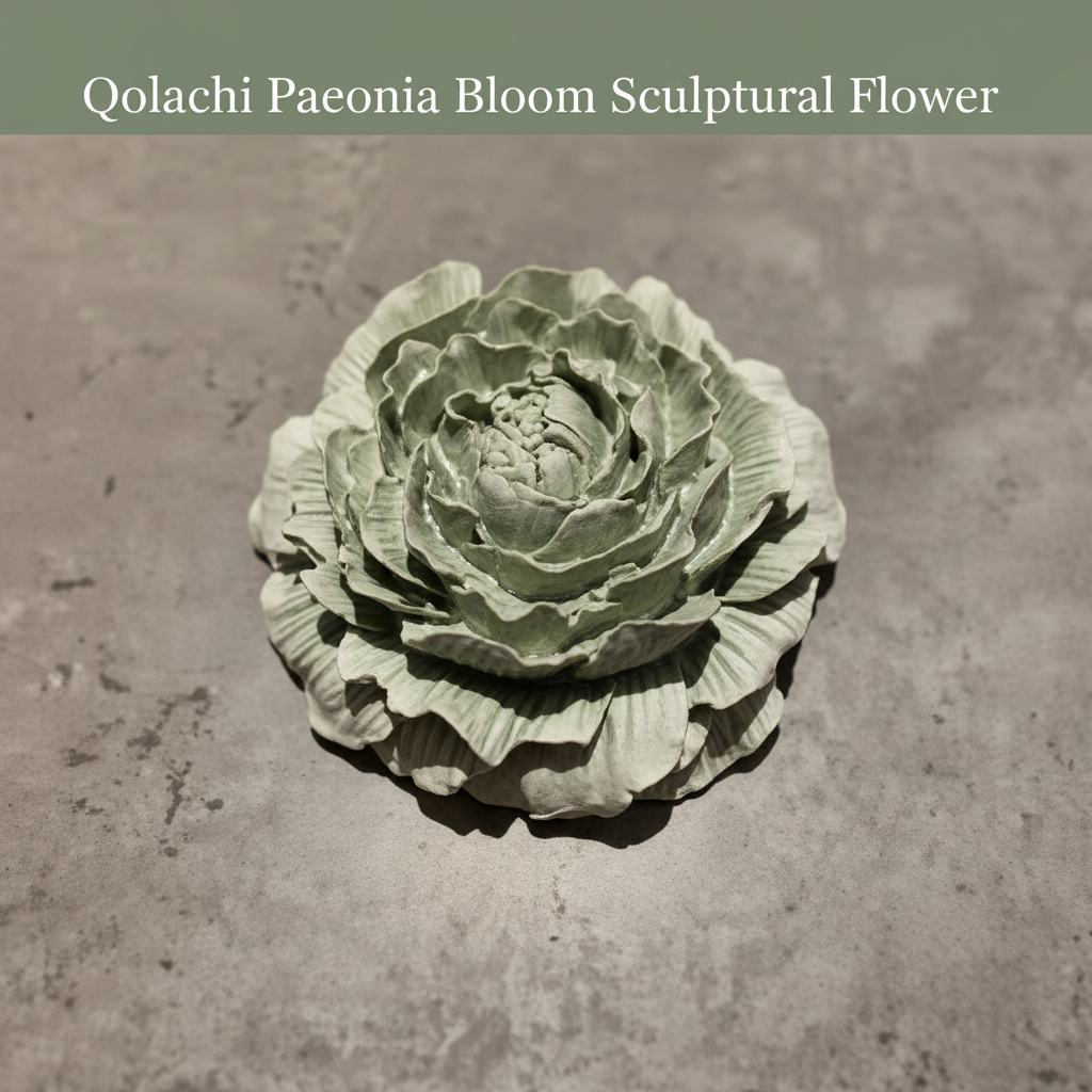 Paeonia Bloom handcrafted ceramic sculptural flower in Sage Green