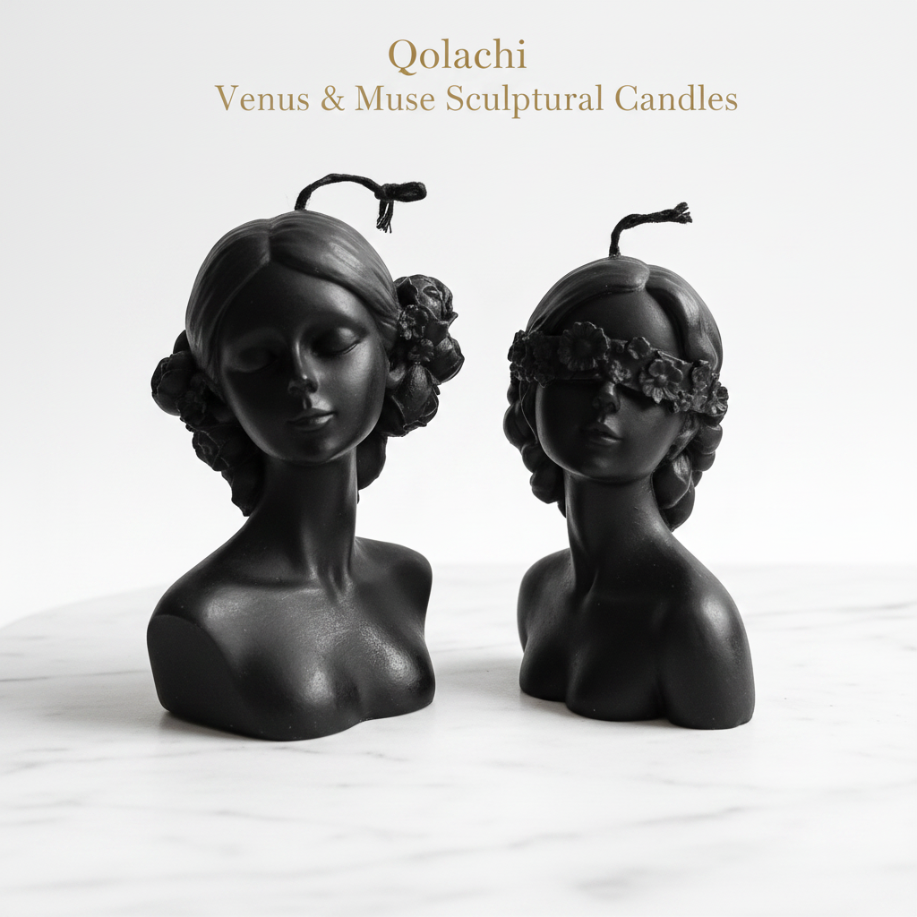 Qolachi Venus & Muse Sculptural Candles - Black wax variant