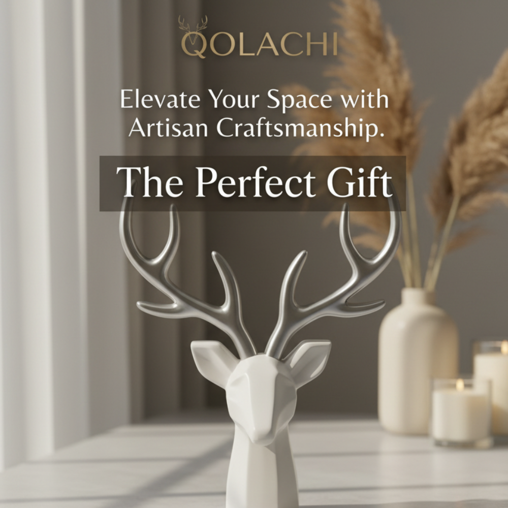 Qolachi Monarch Deer Head Organizer - Pearl White Scandinavian luxury