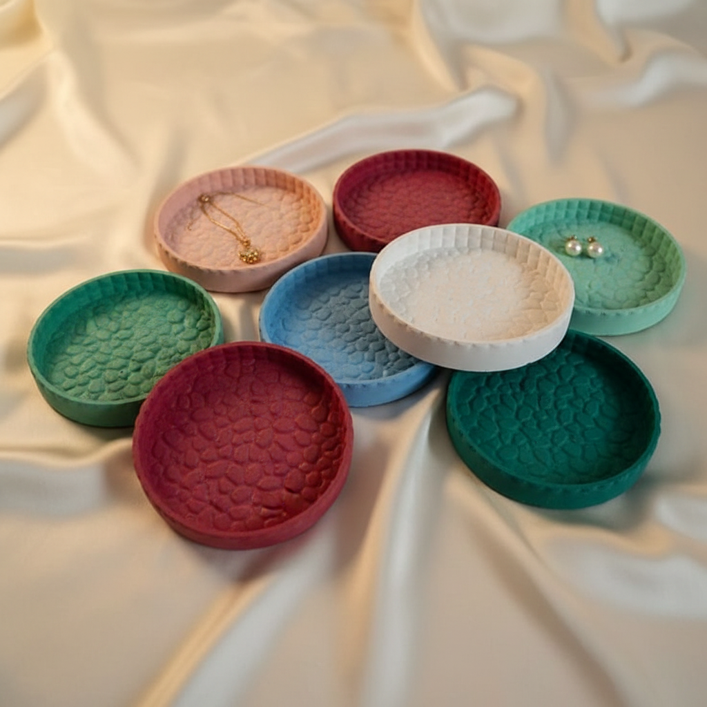 Stone Textured Aura Round Tray – Handcrafted Jewelry Tray