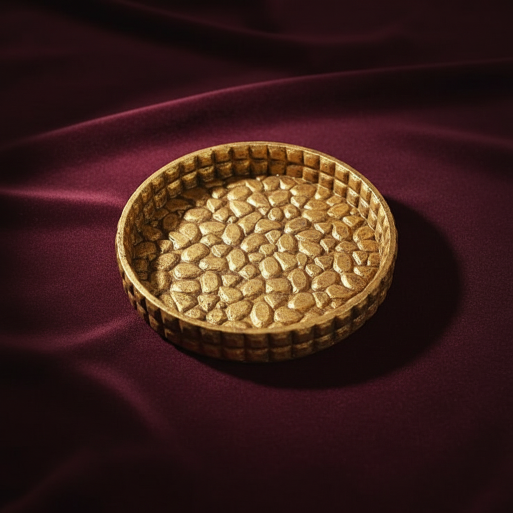 Stone Textured Aura Round Tray – Handcrafted Jewelry Tray