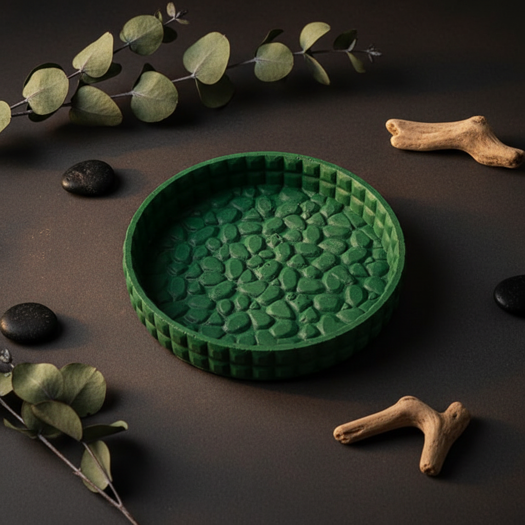 Stone Textured Aura Round Tray – Handcrafted Jewelry Tray