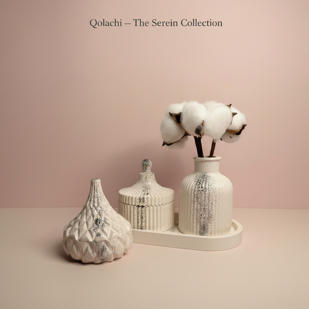 Serein Collection white with sprinkles ceramic set