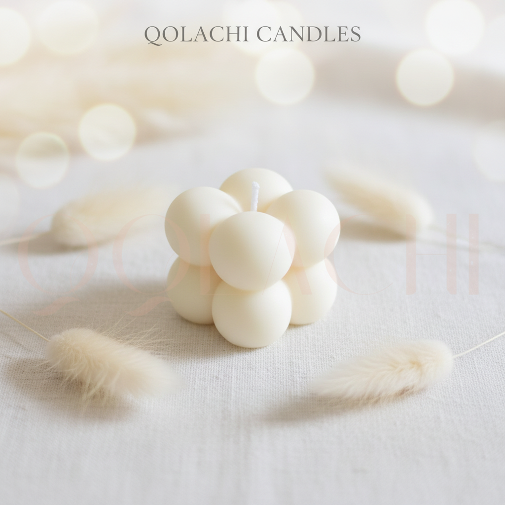 Mini Bubble Candle in White Ivory - Qolachi Candles