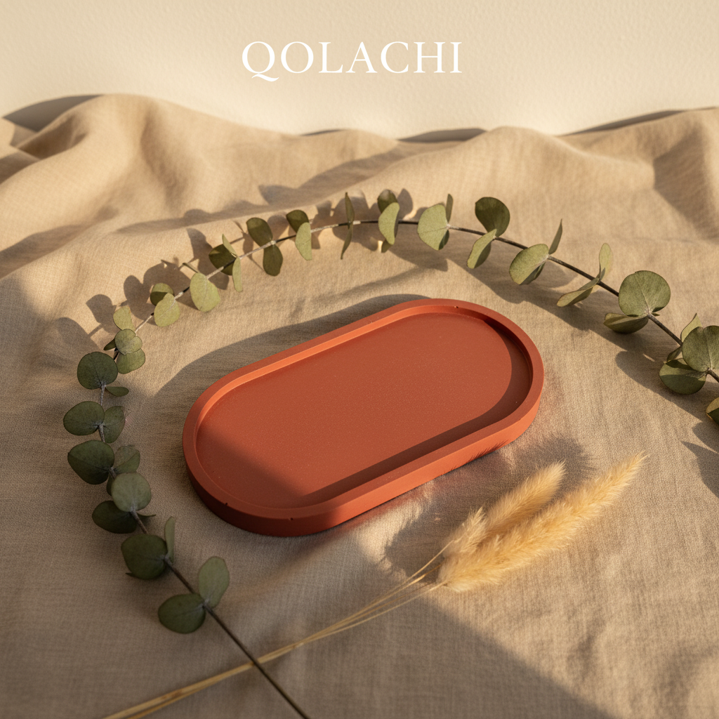 Qolachi Artisan Oval Tray — Terracotta