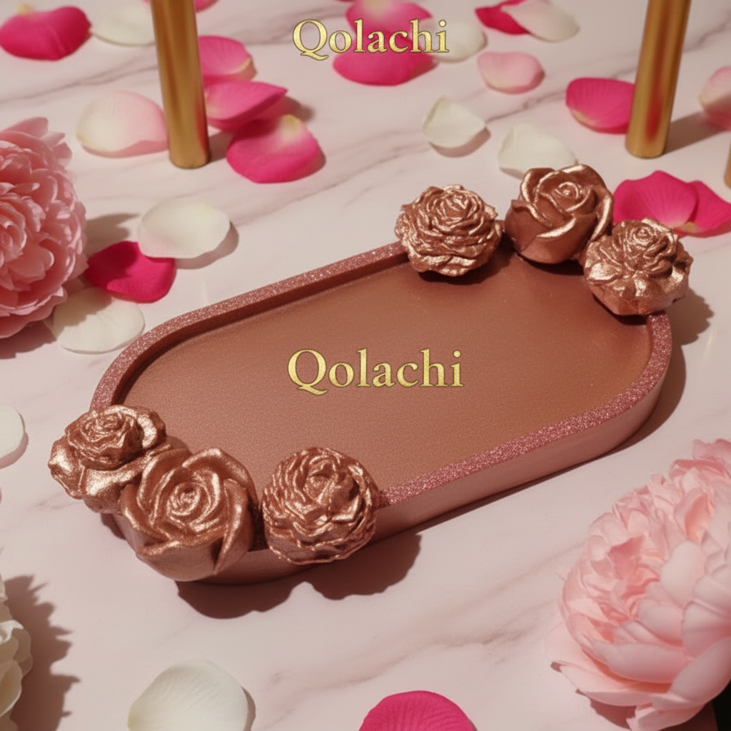 Qolachi Bloom Eternal Tray - Metallic Rose Gold