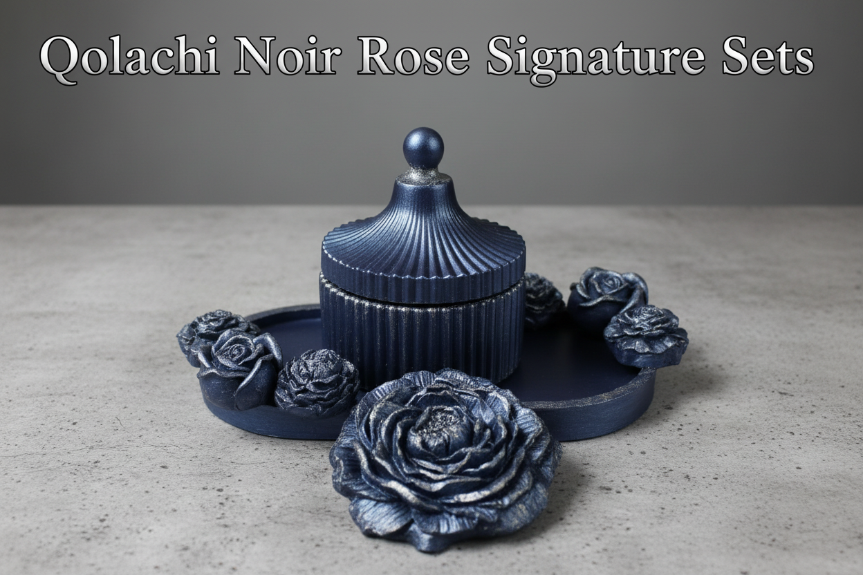 Slate Gunmetal × Dark Silver - Qolachi Noir Rose Signature Set