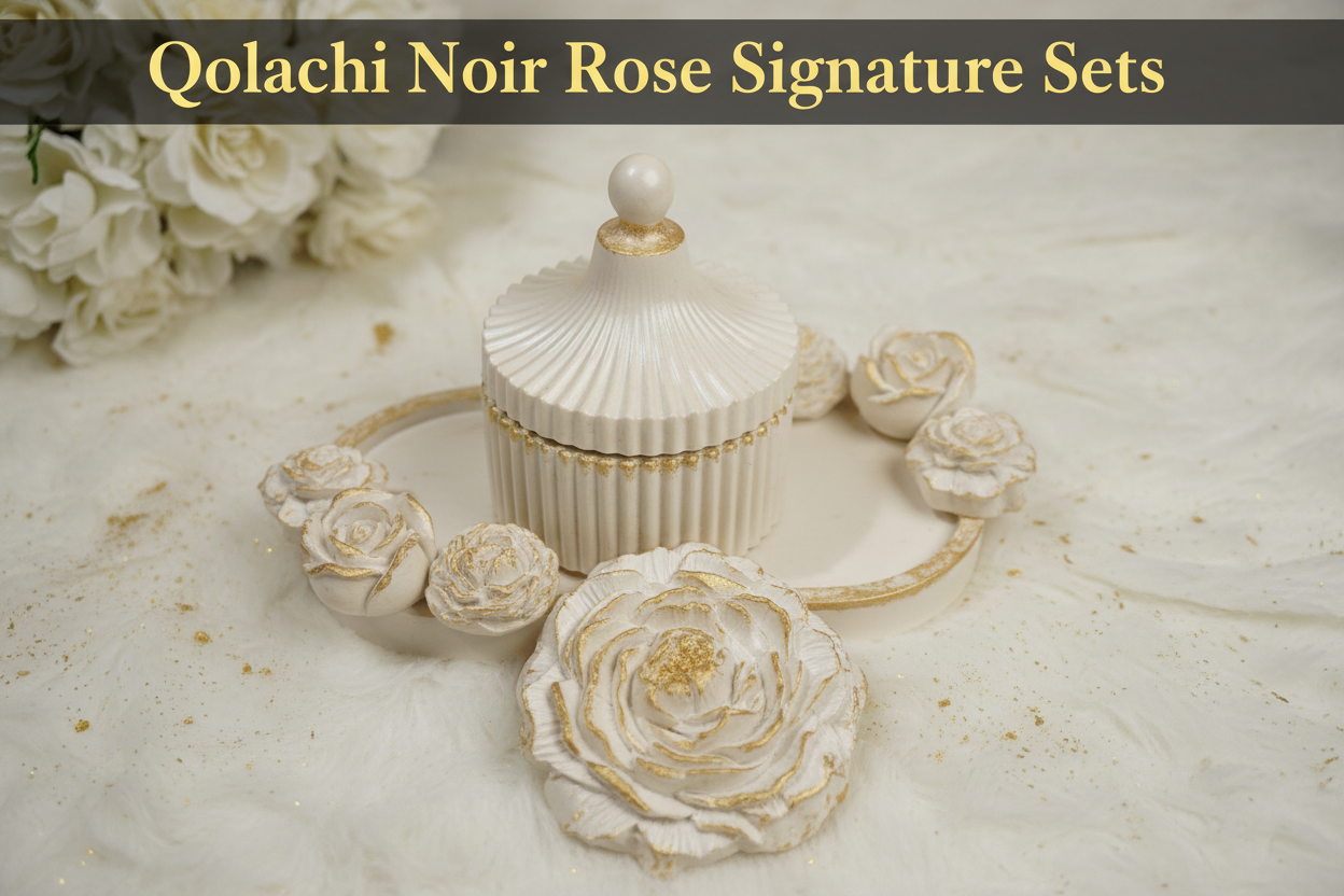 Pearl Ivory × Gold - Qolachi Noir Rose Signature Set