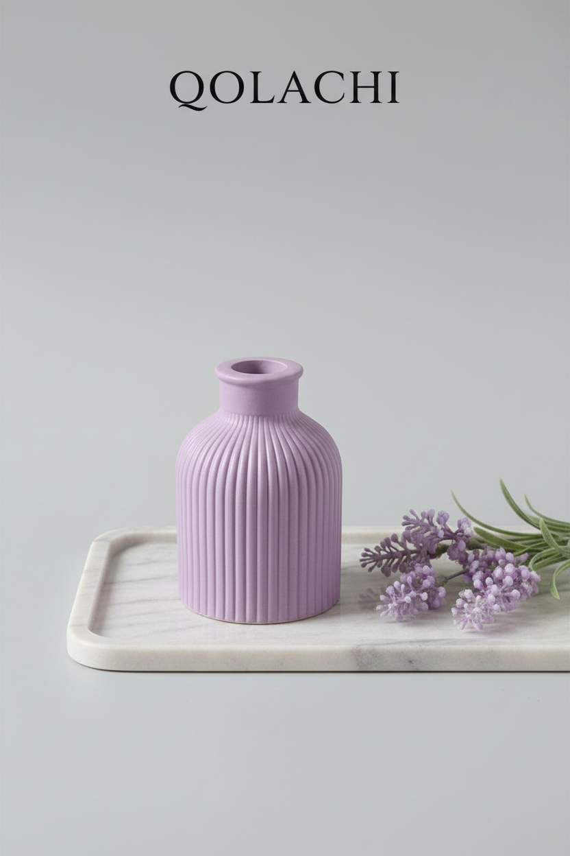 Rida Ribbed Bud Vase - Lavender by Qolachi Interiors