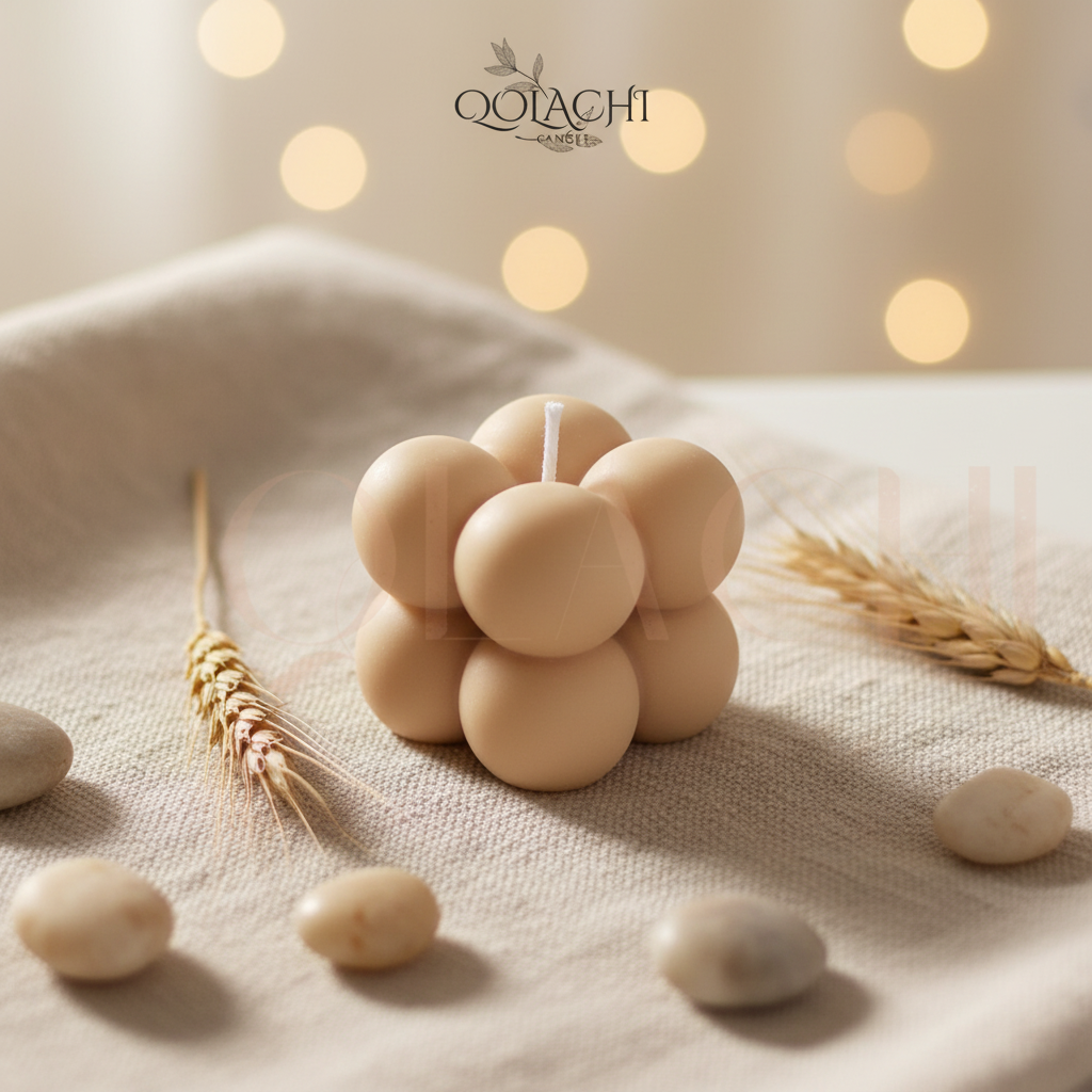 Mini Bubble Candle in Beige - Qolachi Candles