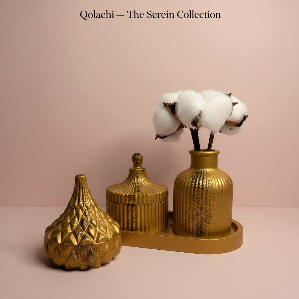 Serein Collection matte gold ceramic set