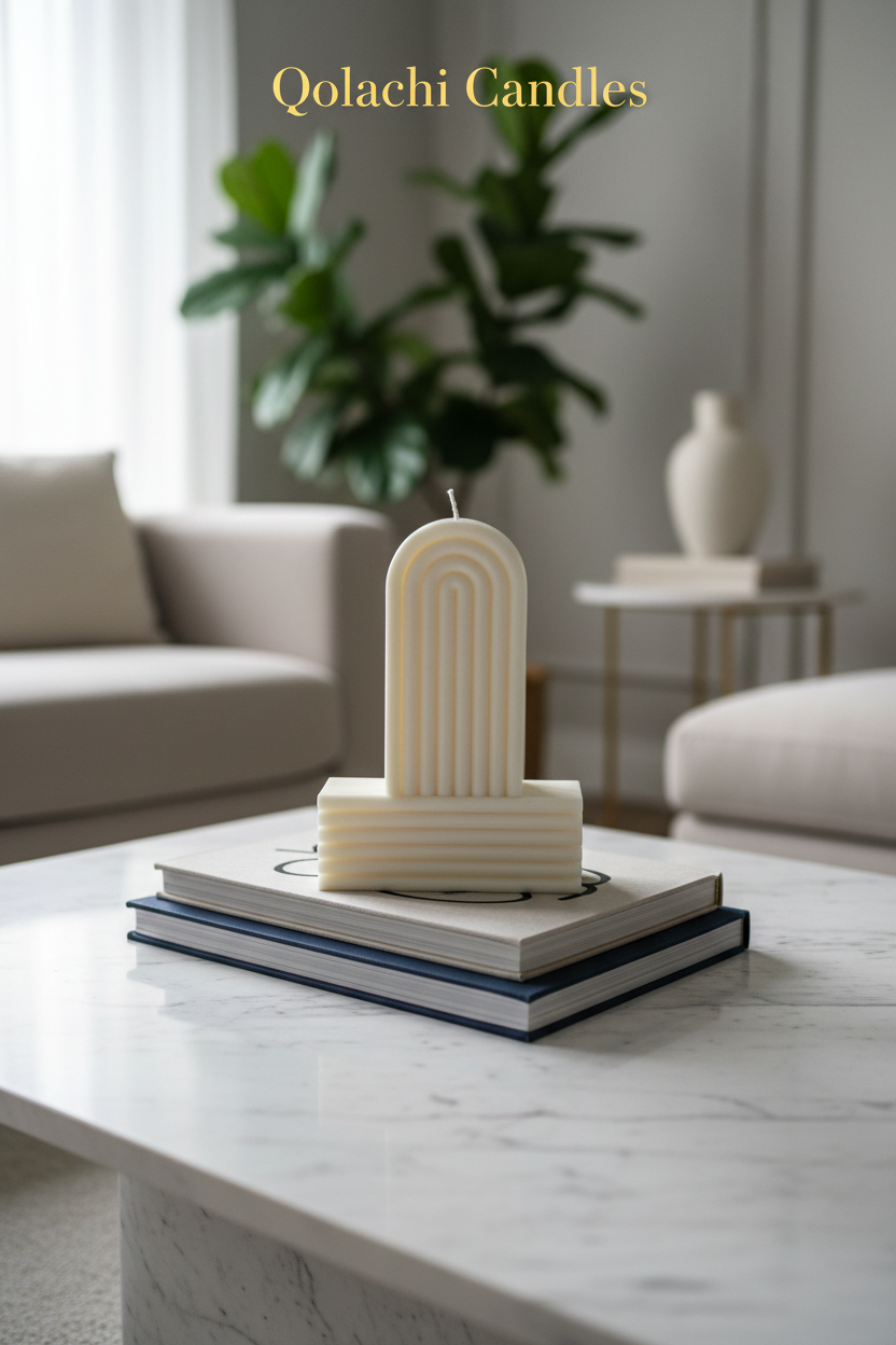 Arcadia Arch Candle — Pure White lifestyle shot