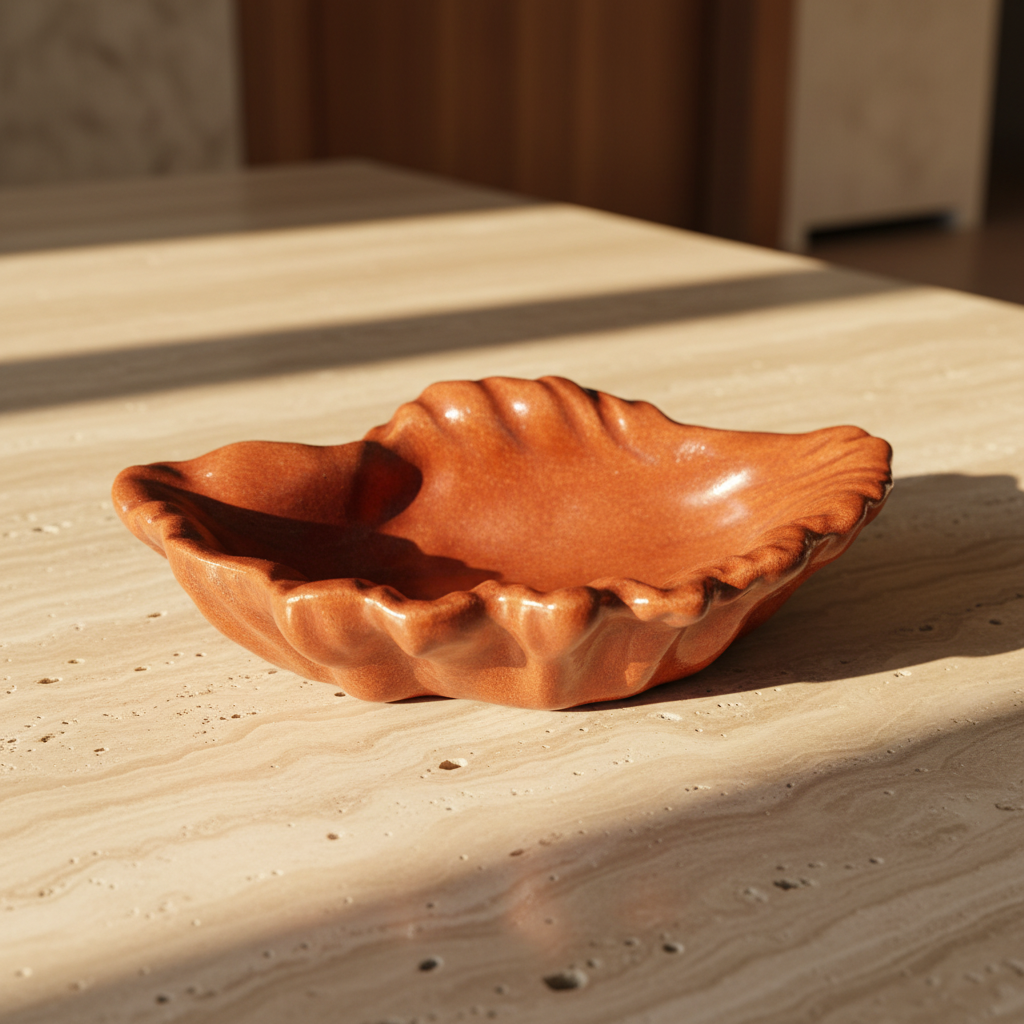 Vintage Mid-Century Modern Italian Clamshell Pottery Bowl