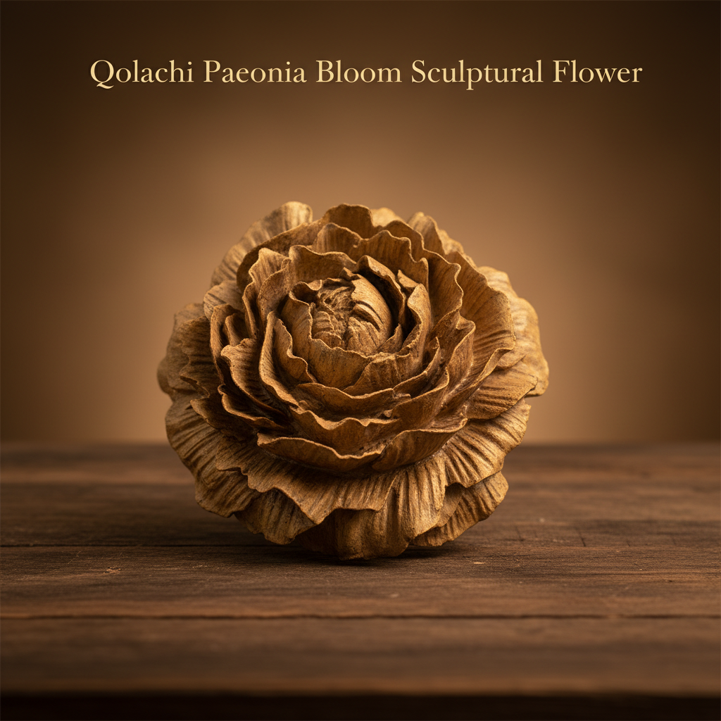 Paeonia Bloom handcrafted ceramic sculptural flower in Antique Gold Brown