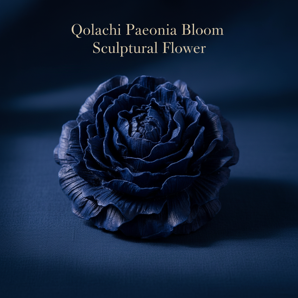Paeonia Bloom handcrafted ceramic sculptural flower in Royal Blue