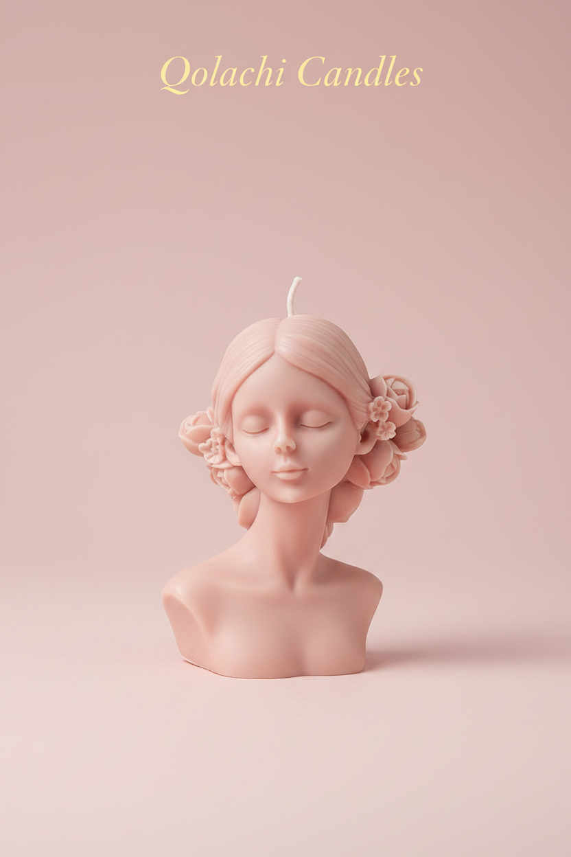 Qolachi Muse Éternelle sculptural goddess bust candle in blush rose