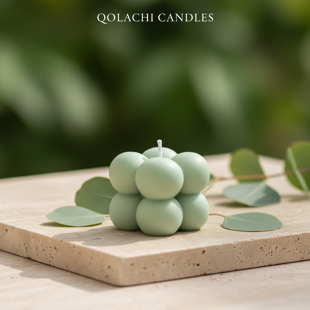 Mini Bubble Candle in Sage Green - Qolachi Candles