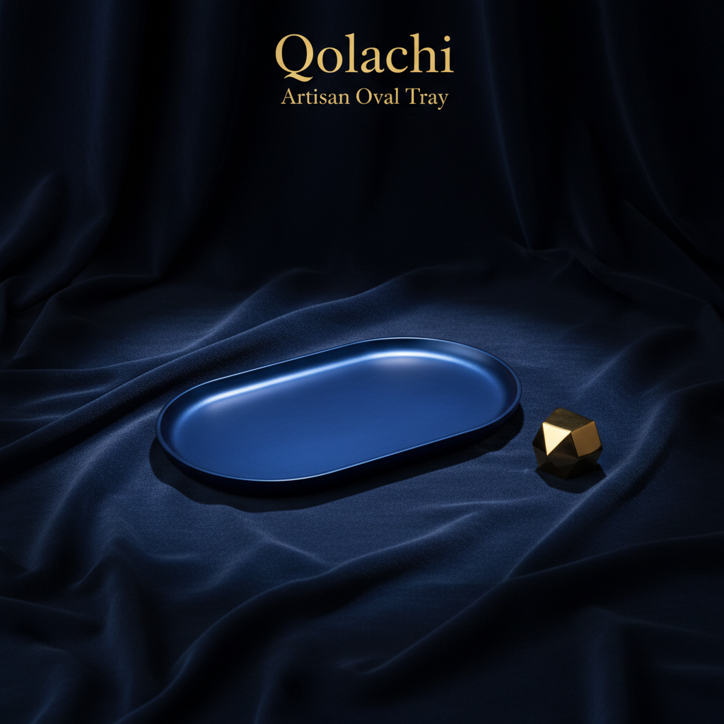 Qolachi Artisan Oval Tray - Metallic Matte Royal Blue