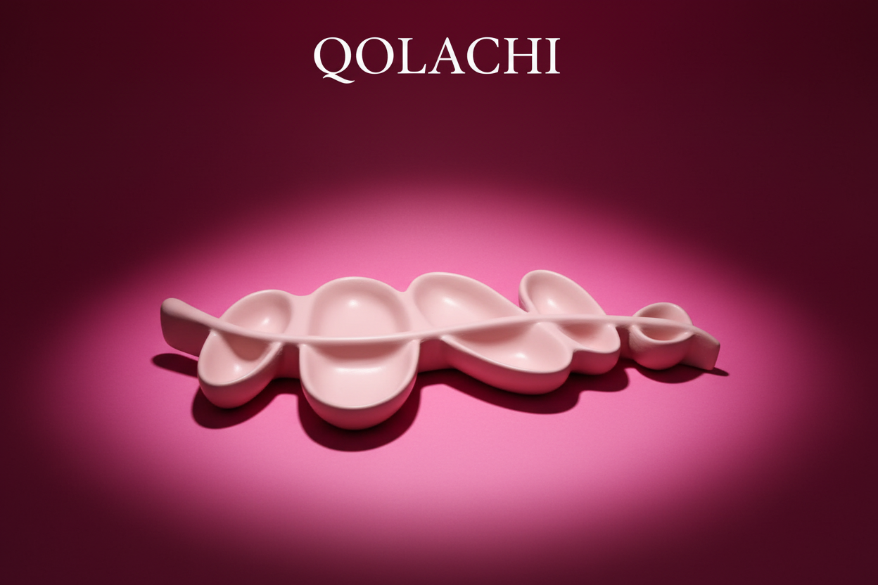 Aurum Botanica Leaf Tray – Pink on Magenta Background | Qolachi Interiors