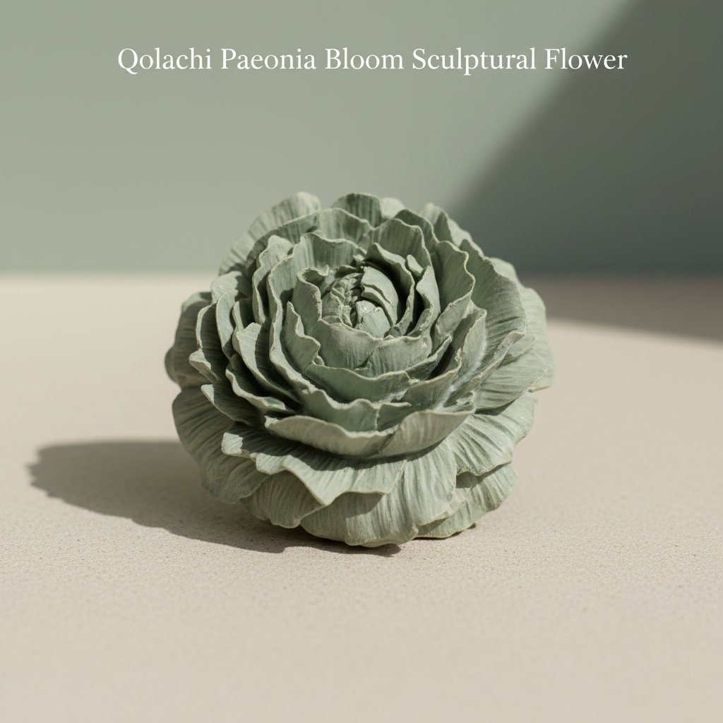 Paeonia Bloom handcrafted ceramic sculptural flower in Sea Green