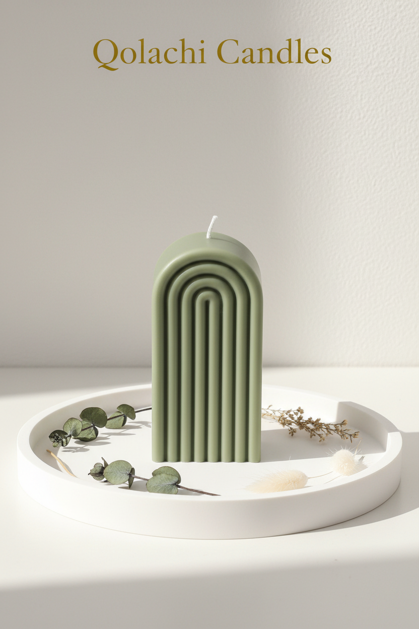 Arcadia Arch Candle — Sage Olive with botanicals