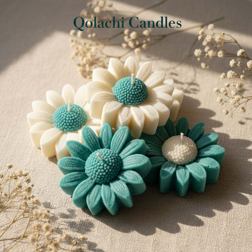 Bloom Eternal Daisy Candle - Teal + White Set Shot