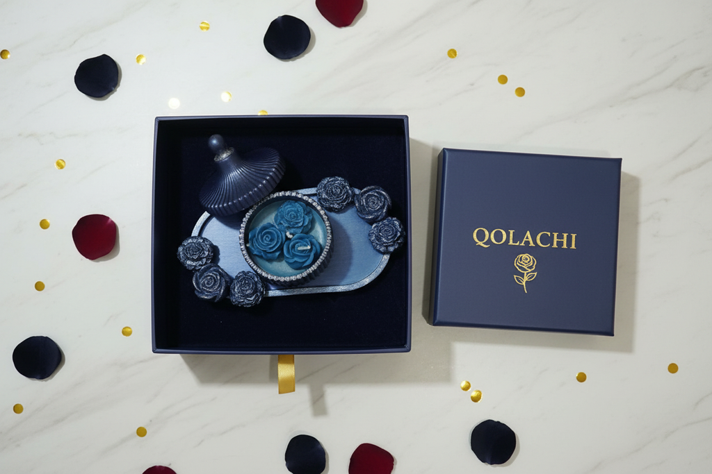 Qolachi Branded Box - Flat Lay Top View Set Inside